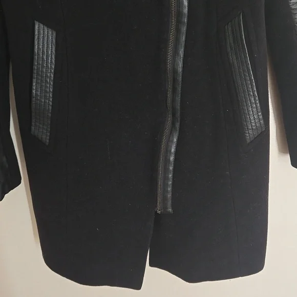 Marc New York Andrew Marc Faux Leather Sleeve Pea Coat - Picture 3 of 16